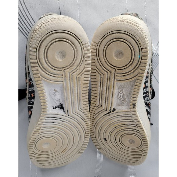 Nike Air Force 1 JUST DO IT Sneakers 7 Youth‎ Childrens Black Lace Up Shoes - Picture 9 of 13